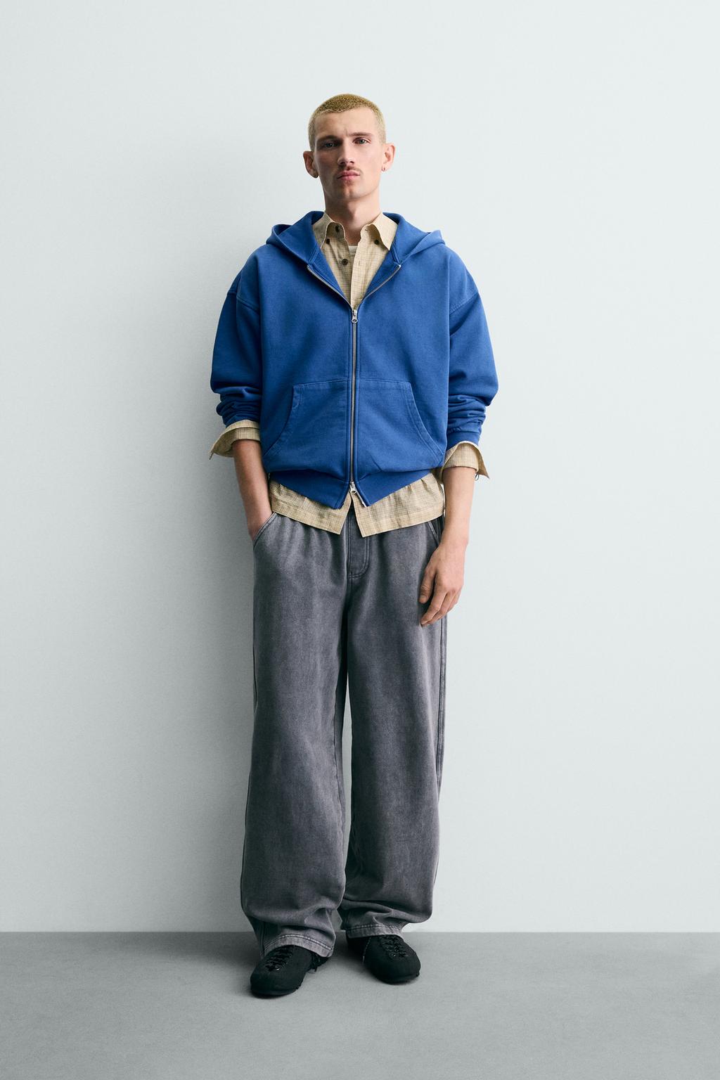 ТОЛСТОВКА С ЭФФЕКТОМ ПОТЕРТОСТИ НА МОЛНИИ С КАПЮШОНОМ