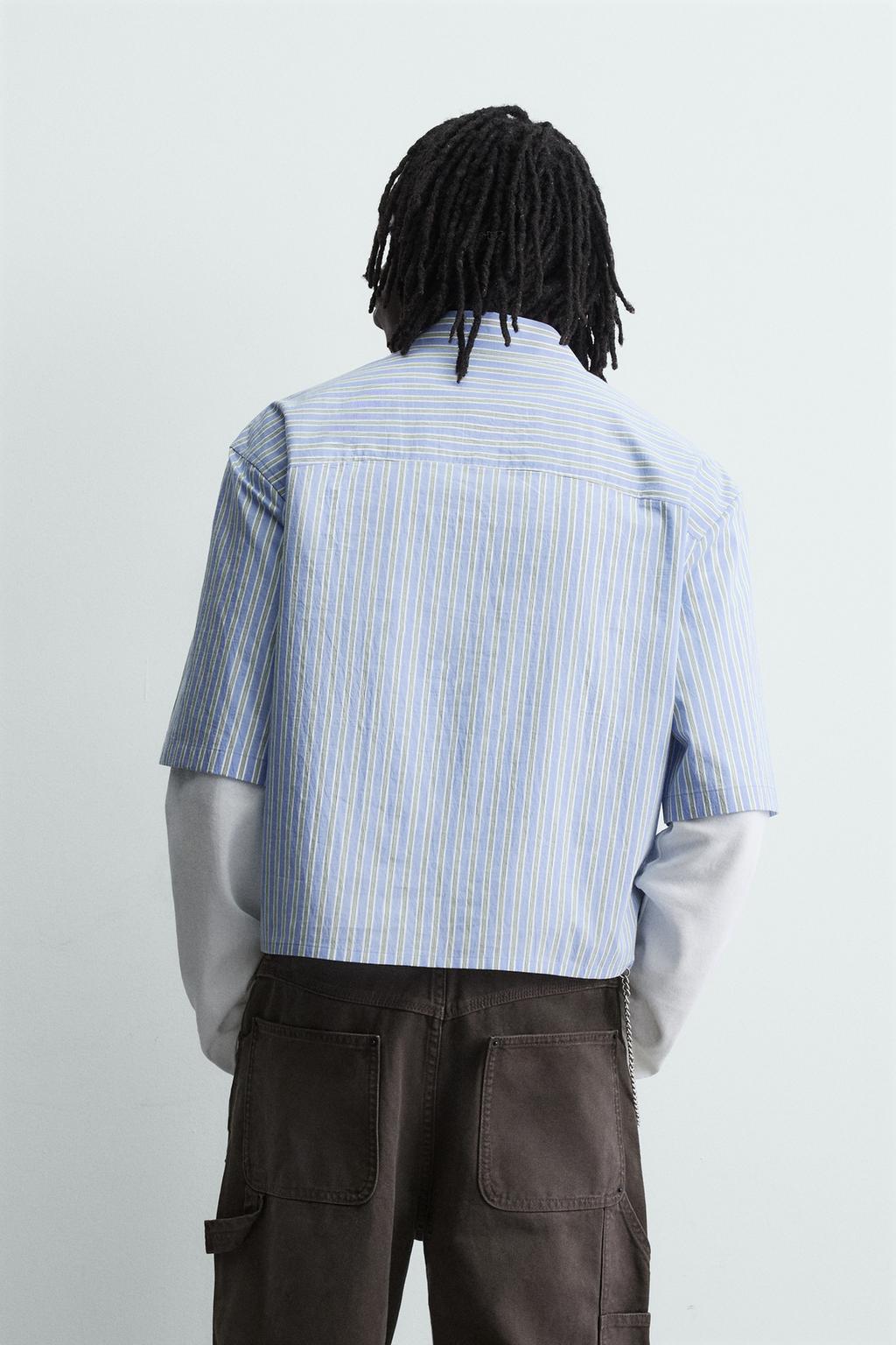 Рубашка в полоску с контрастом