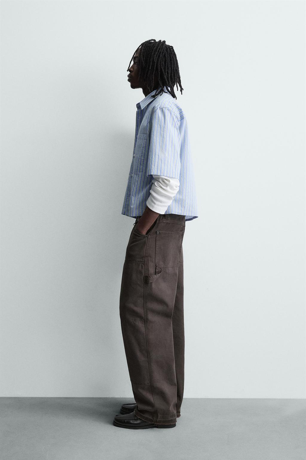 Рубашка в полоску с контрастом