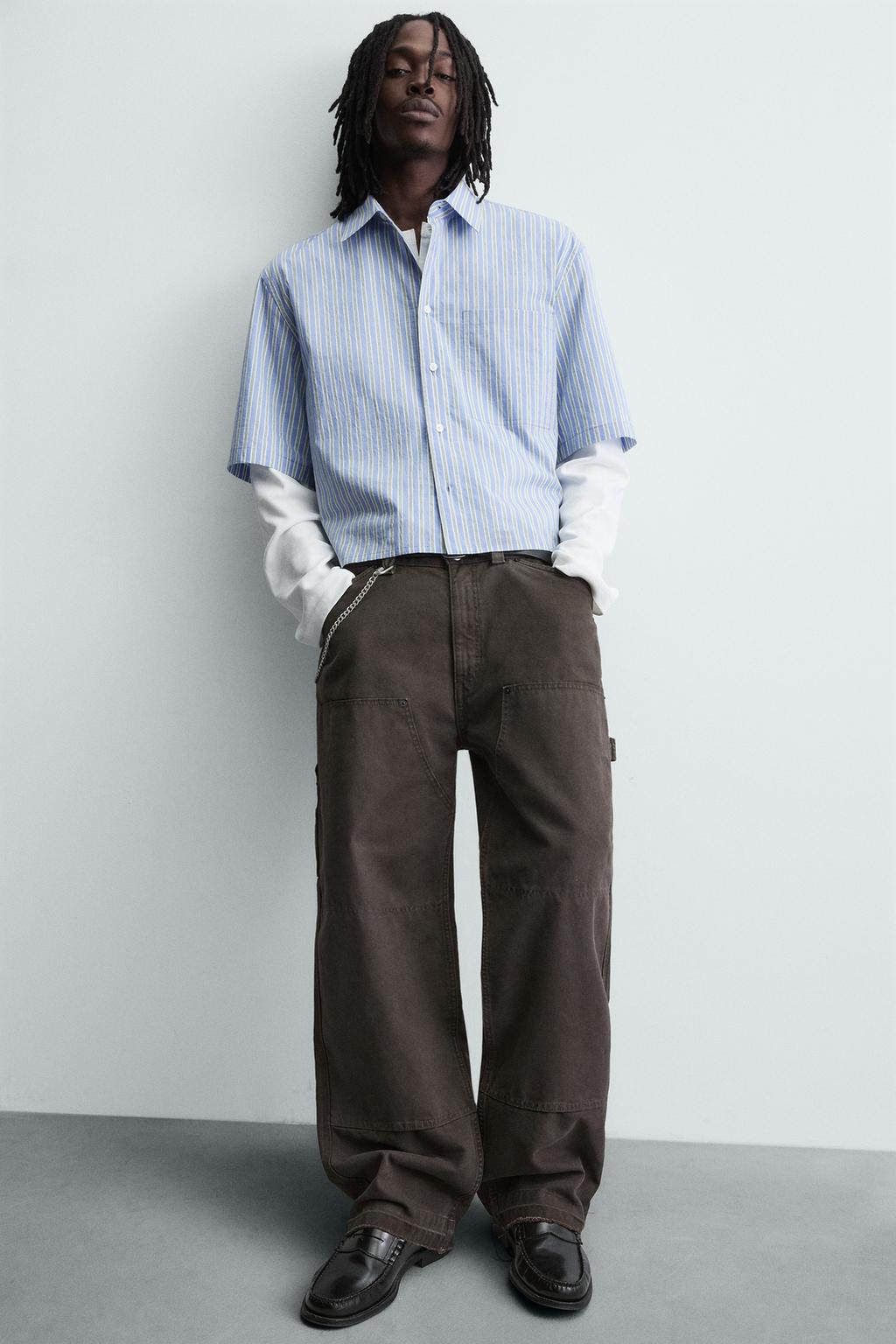 Рубашка в полоску с контрастом