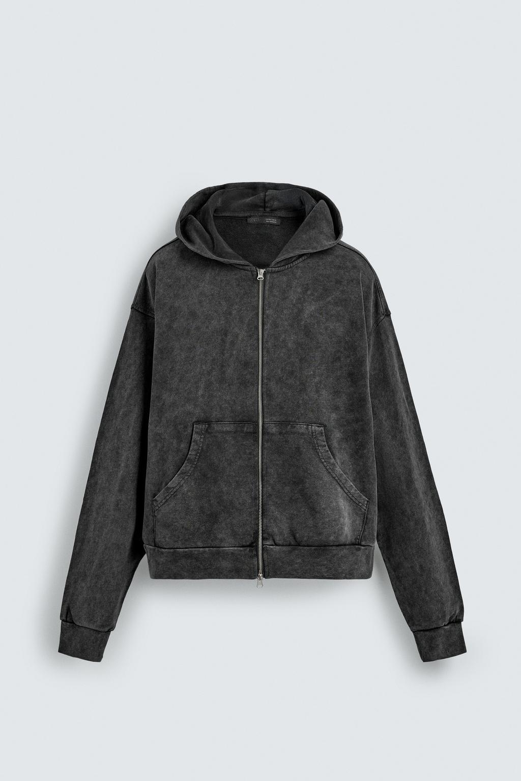 ТОЛСТОВКА С ЭФФЕКТОМ ПОТЕРТОСТИ НА МОЛНИИ С КАПЮШОНОМ