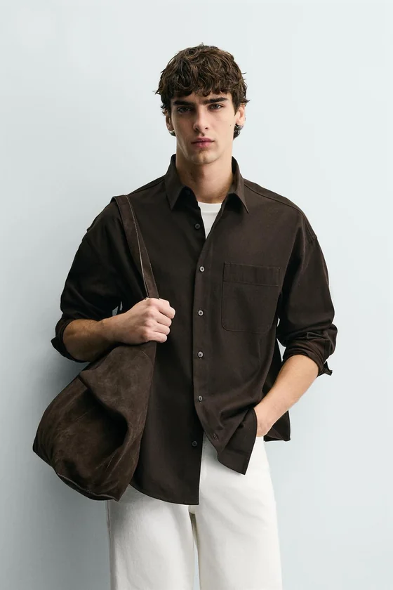 РУБАШКА RELAXED FIT ИЗ СТРУЯЩЕЙСЯ ТКАНИ