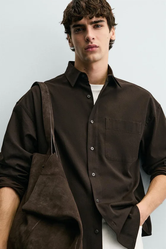 РУБАШКА RELAXED FIT ИЗ СТРУЯЩЕЙСЯ ТКАНИ