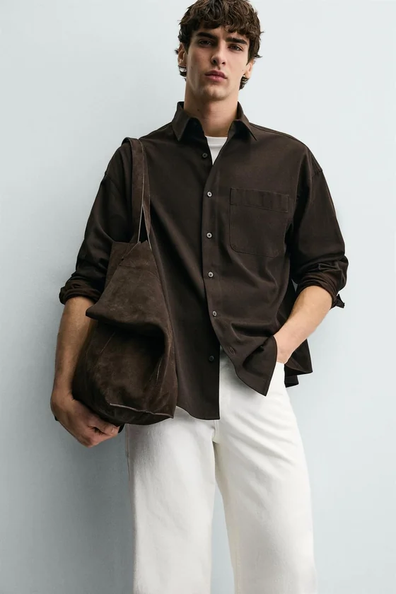 РУБАШКА RELAXED FIT ИЗ СТРУЯЩЕЙСЯ ТКАНИ
