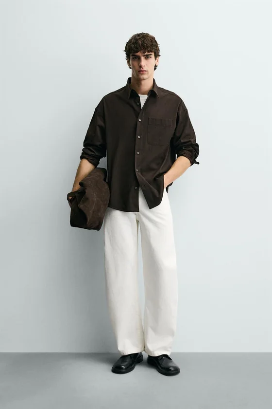РУБАШКА RELAXED FIT ИЗ СТРУЯЩЕЙСЯ ТКАНИ
