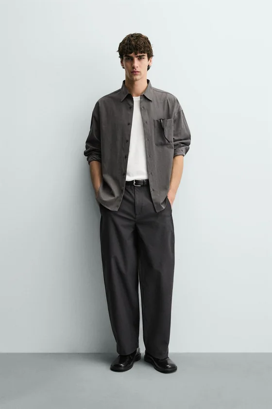 РУБАШКА RELAXED FIT ИЗ СТРУЯЩЕЙСЯ ТКАНИ