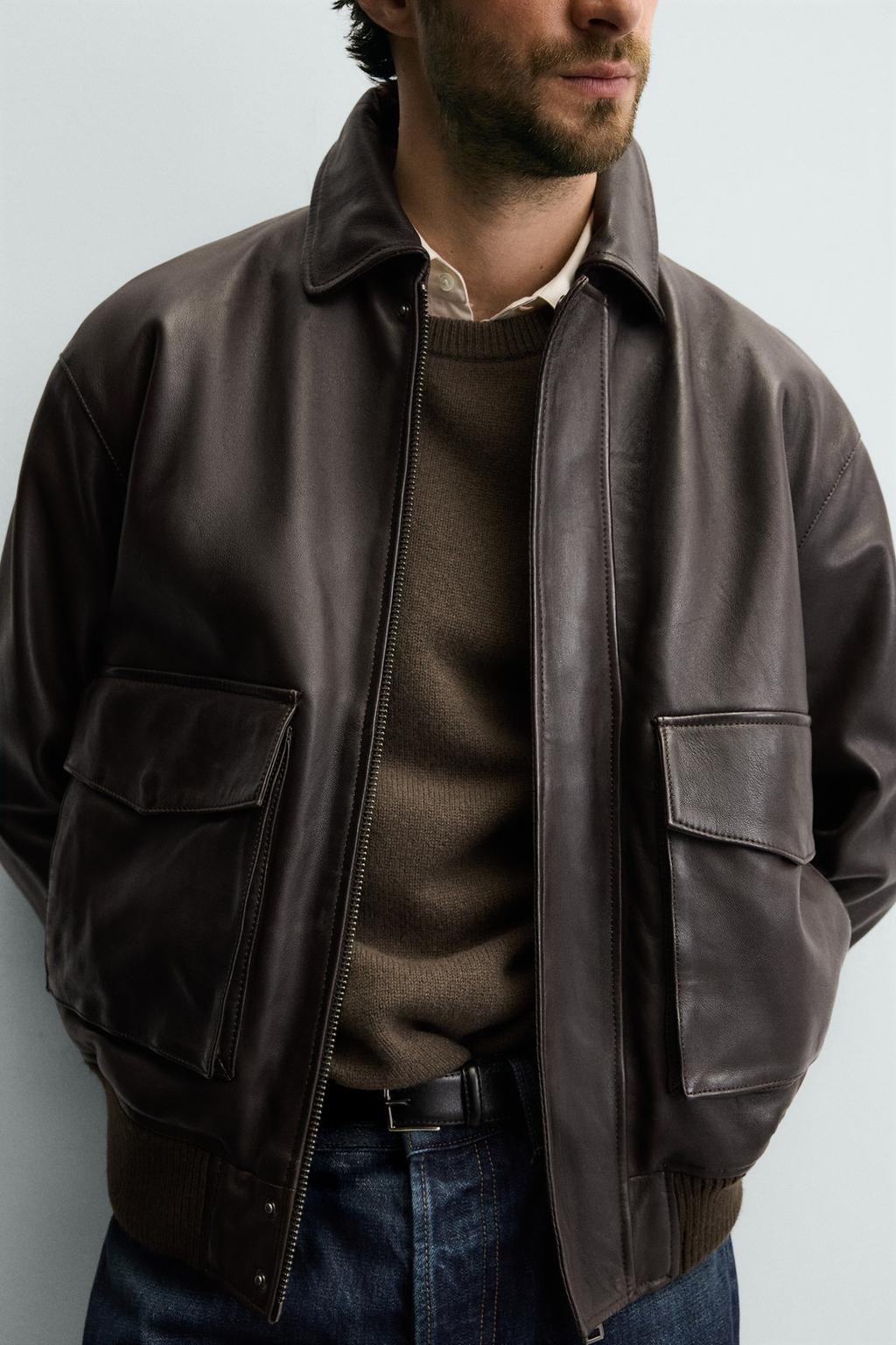 КУРТКА КОЖАНАЯ С КАРМАНАМИ