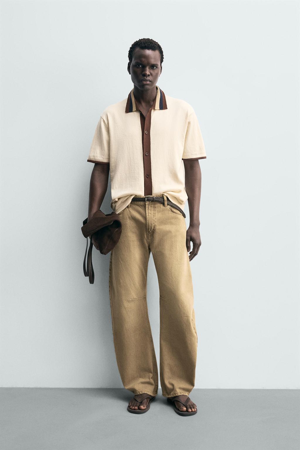 Рубашка с контрастным вязаным узором