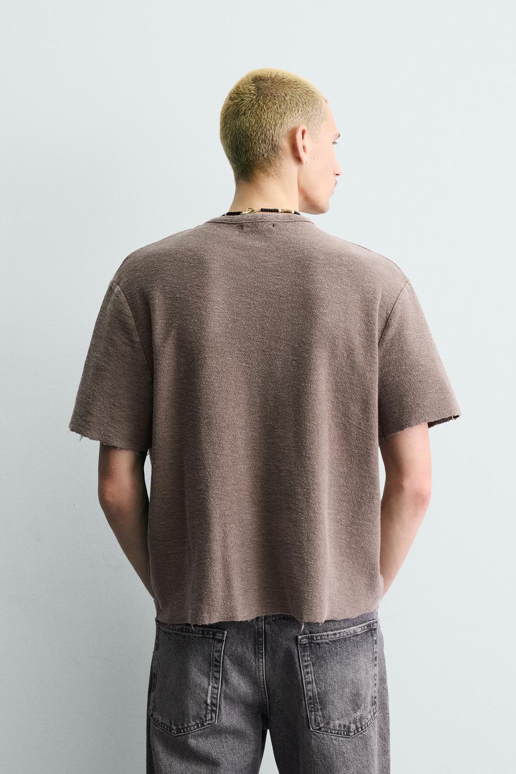 Футболка с узором из однотонного вязаного хлопка