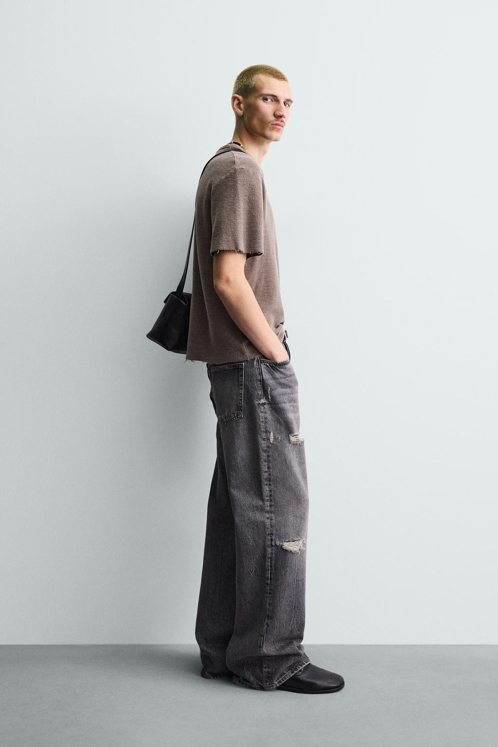 Футболка с узором из однотонного вязаного хлопка