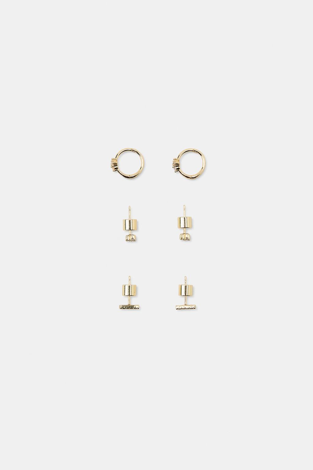 НАБОР ИЗ 3 МИНИМАЛИСТИЧНЫХ СЕРЕГ СО СТРАЗАМИ