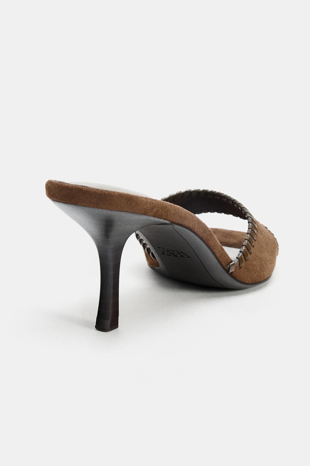 ТУФЛИ-МЮЛИ НА КАБЛУКЕ С ДЕКОРАТИВНОЙ СТРОЧКОЙ