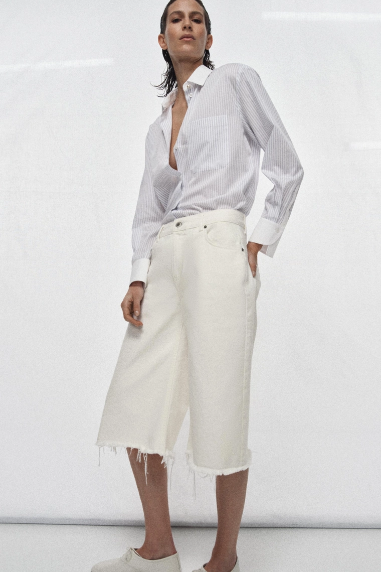 Рубашка в полоску с контрастным воротником из коллекции zw