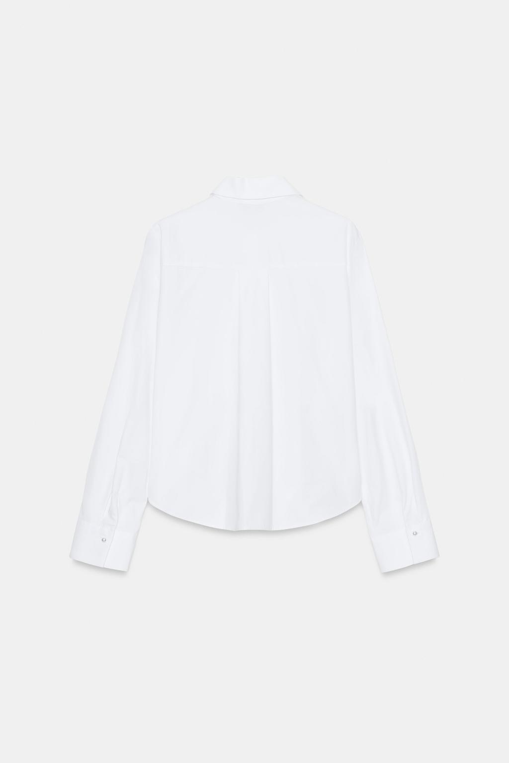 РУБАШКА ИЗ ПОПЛИНА С БУСИНАМИ