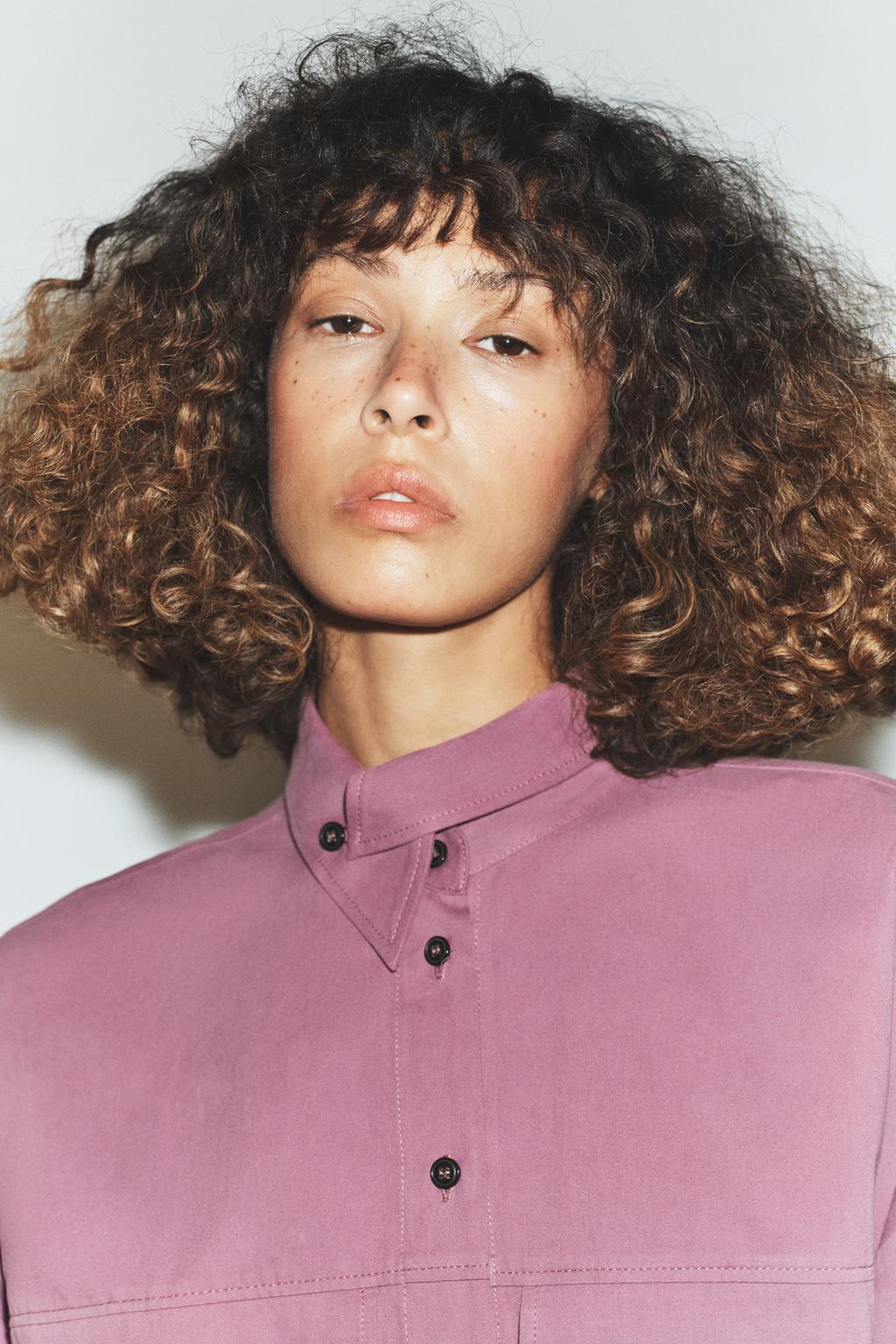 РУБАШКА ОВЕРСАЙЗ С ВОРОТНИКОМ-СТОЙКОЙ