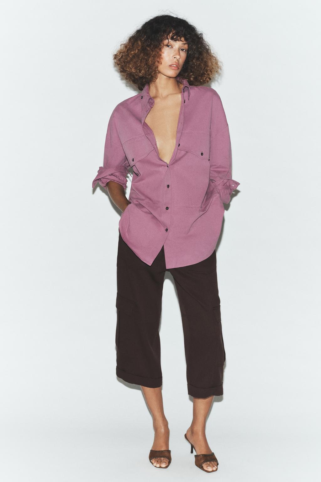 РУБАШКА ОВЕРСАЙЗ С ВОРОТНИКОМ-СТОЙКОЙ