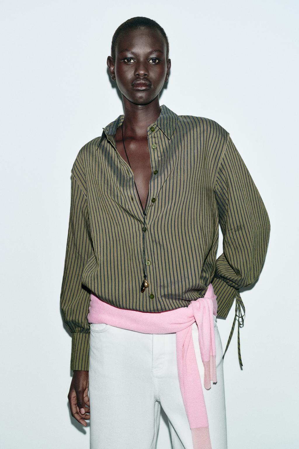 РУБАШКА В ПОЛОСКУ С ЗАВЯЗКАМИ