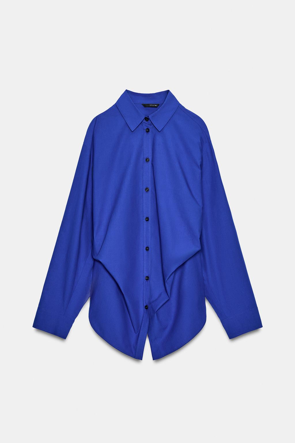 РУБАШКА ИЗ ПОПЛИНА С БОКОВЫМИ ВЫТАЧКАМИ