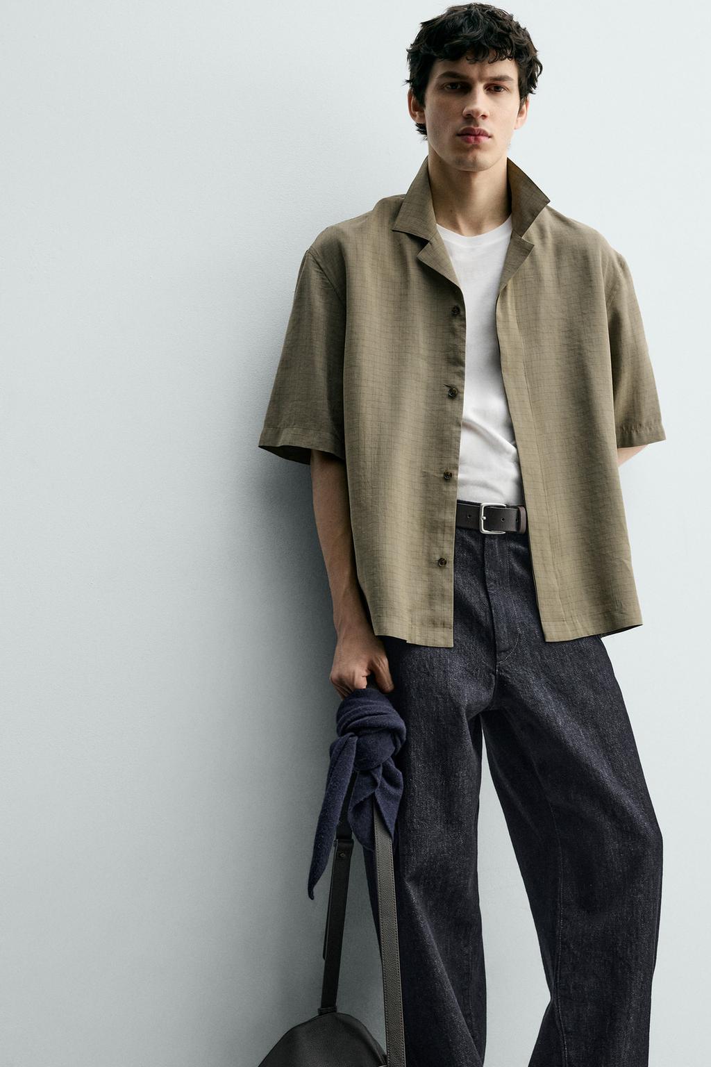 Рубашка в клетку с плавными линиями