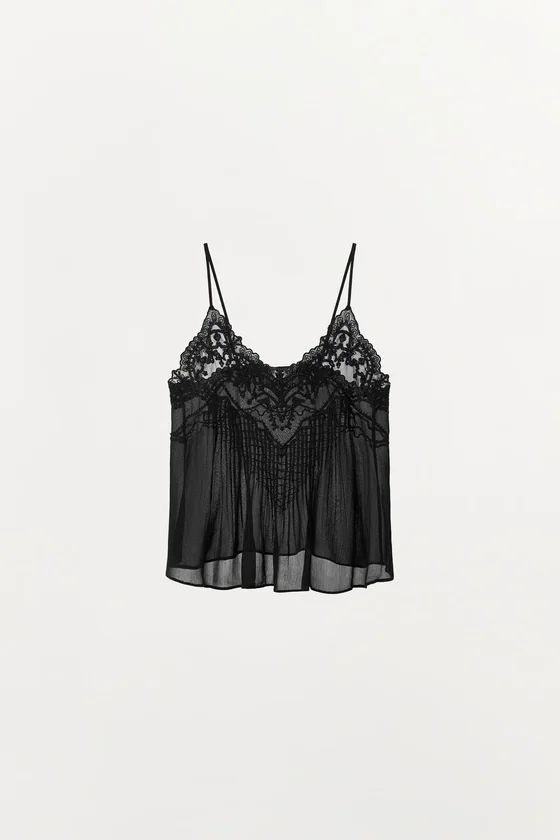 ТОП В БЕЛЬЕВОМ СТИЛЕ С ВЫШИВКОЙ И БУСИНАМИ — ZW COLLECTION