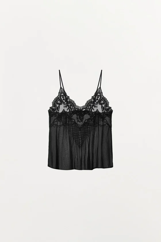 ТОП В БЕЛЬЕВОМ СТИЛЕ С ВЫШИВКОЙ И БУСИНАМИ — ZW COLLECTION