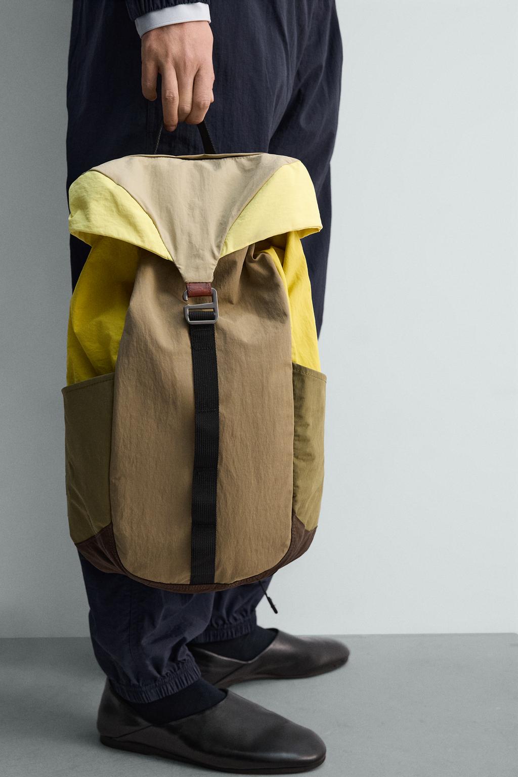 РЮКЗАК ИЗ ТЕХНИЧЕСКОЙ ТКАНИ С КОЖАНЫМИ ДЕТАЛЯМИ