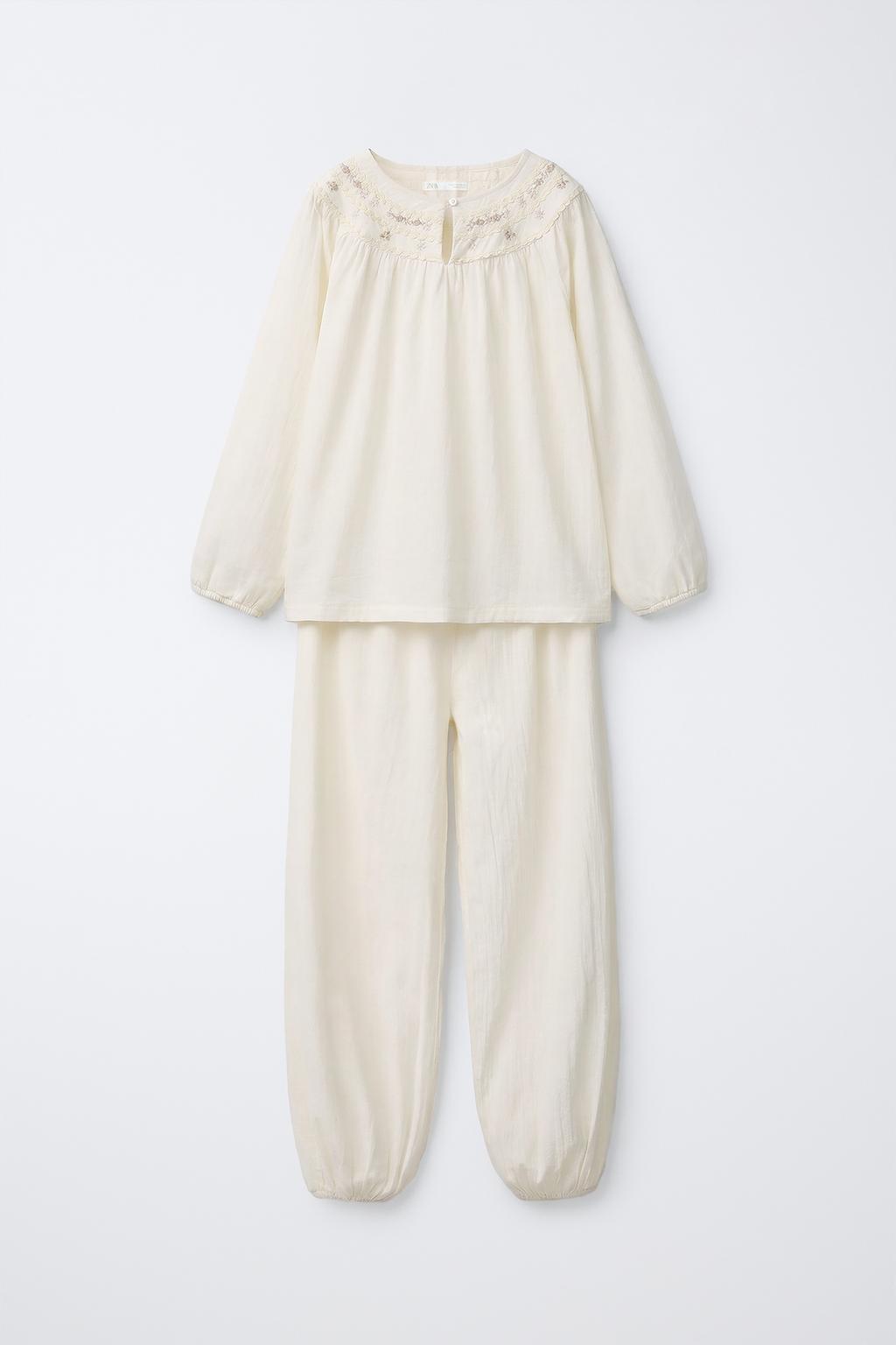 6-14 ЛЕТ/ПИЖАМА С ВЫШИТЫМИ ЦВЕТАМИ