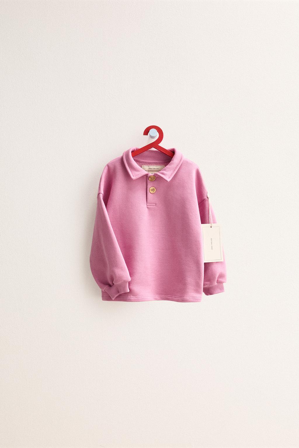 ZARA TIMELESS - ОДНОТОННАЯ ТОЛСТОВКА С ВОРОТНИКОМ ПОЛО