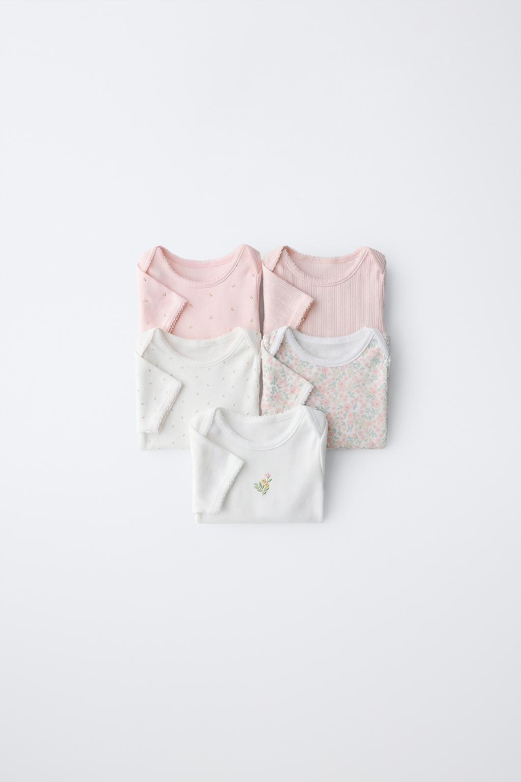 НАБОР ИЗ ПЯТИ БОДИ С КОРОТКИМИ РУКАВАМИ И ЦВЕТОЧНЫМ ПРИНТОМ