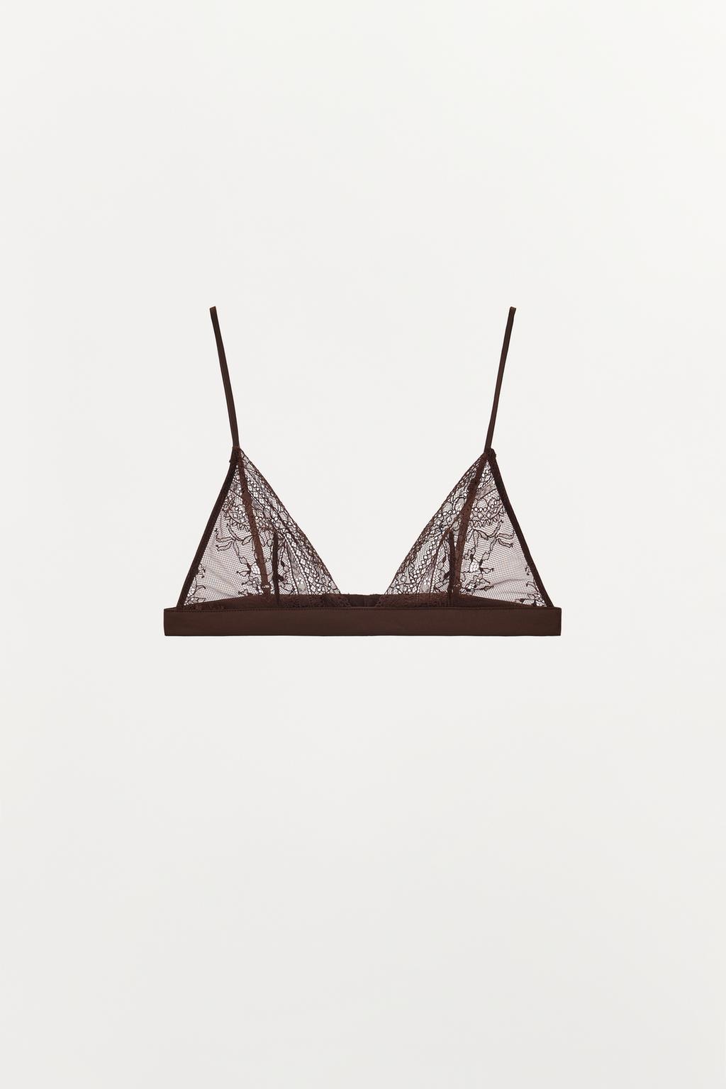 БЮСТГАЛЬТЕР С ТРЕУГОЛЬНЫМИ ЧАШКАМИ И КОНТРАСТНЫМ КРУЖЕВОМ