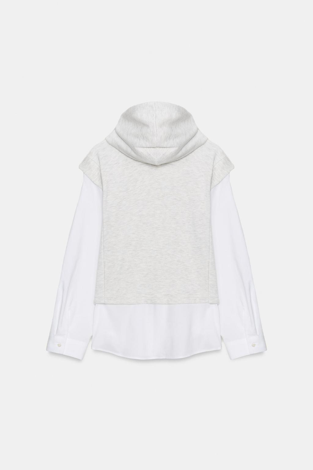 РУБАШКА С КОМБИНИРОВАННОЙ ТОЛСТОВКОЙ С КАПЮШОНОМ