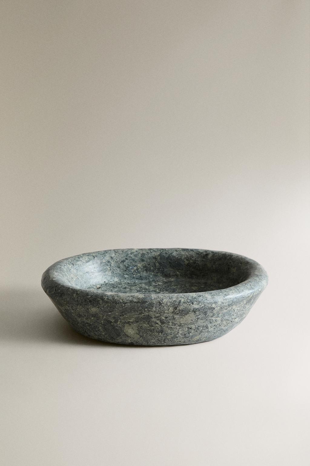 Зеленый конкавный мраморный поднос