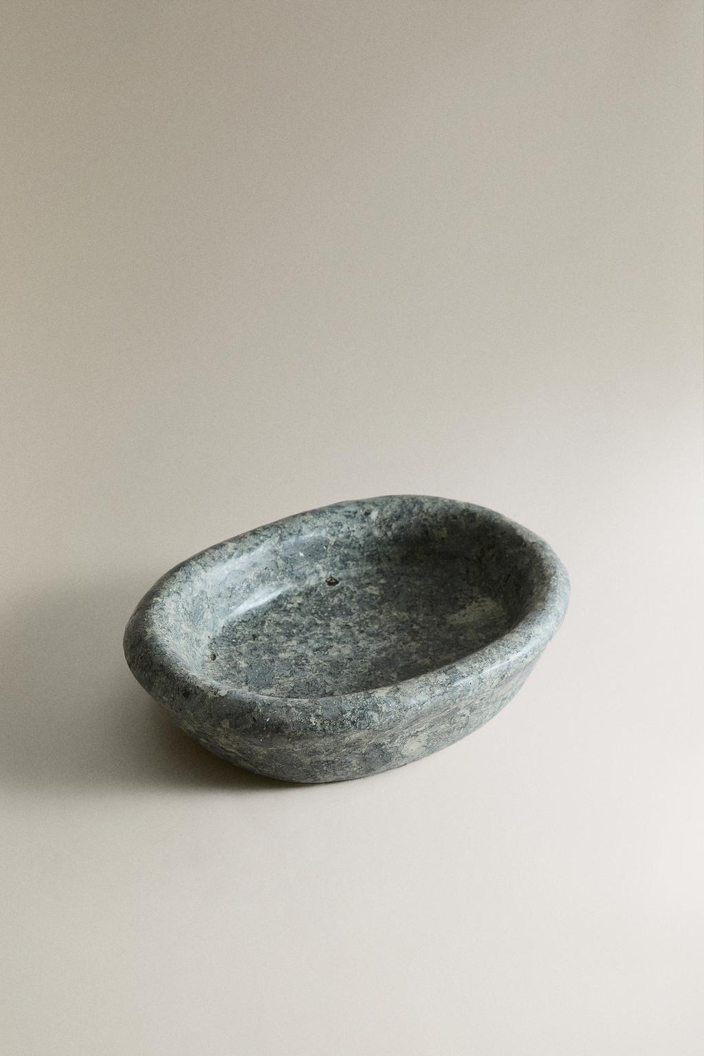 Зеленый конкавный мраморный поднос