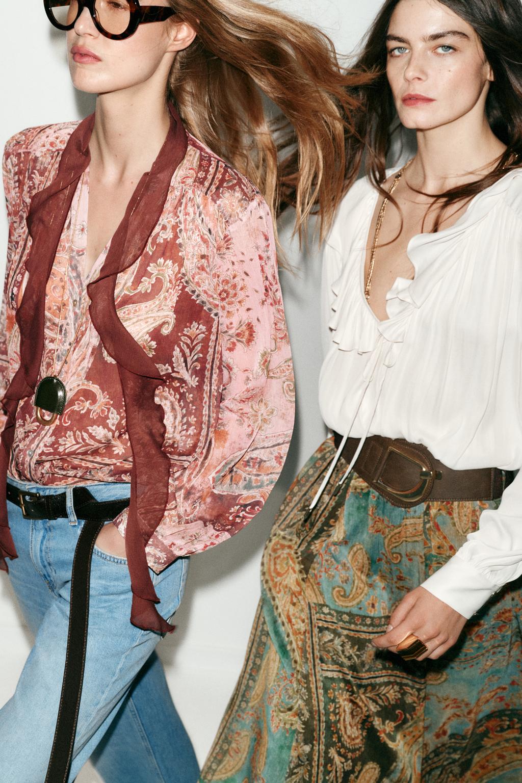 БЛУЗА С ПРИНТОМ И БАНТОМ