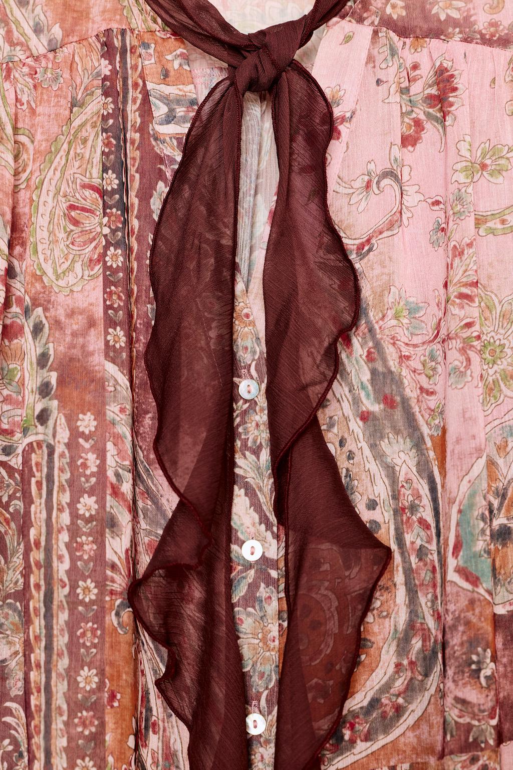 БЛУЗА С ПРИНТОМ И БАНТОМ