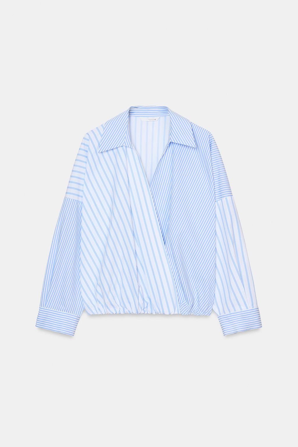 РУБАШКА ИЗ ПОПЛИНА В ПОЛОСКУ С ЭЛЕМЕНТАМИ ПЭЧВОРКА