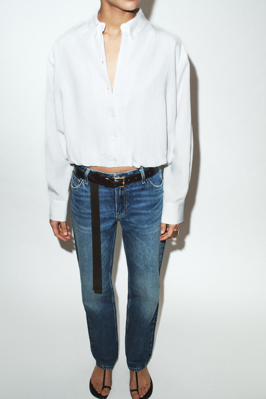 РУБАШКА ИЗ ПОПЛИНА В ПОЛОСКУ С РУКАВАМИ-БУФФ