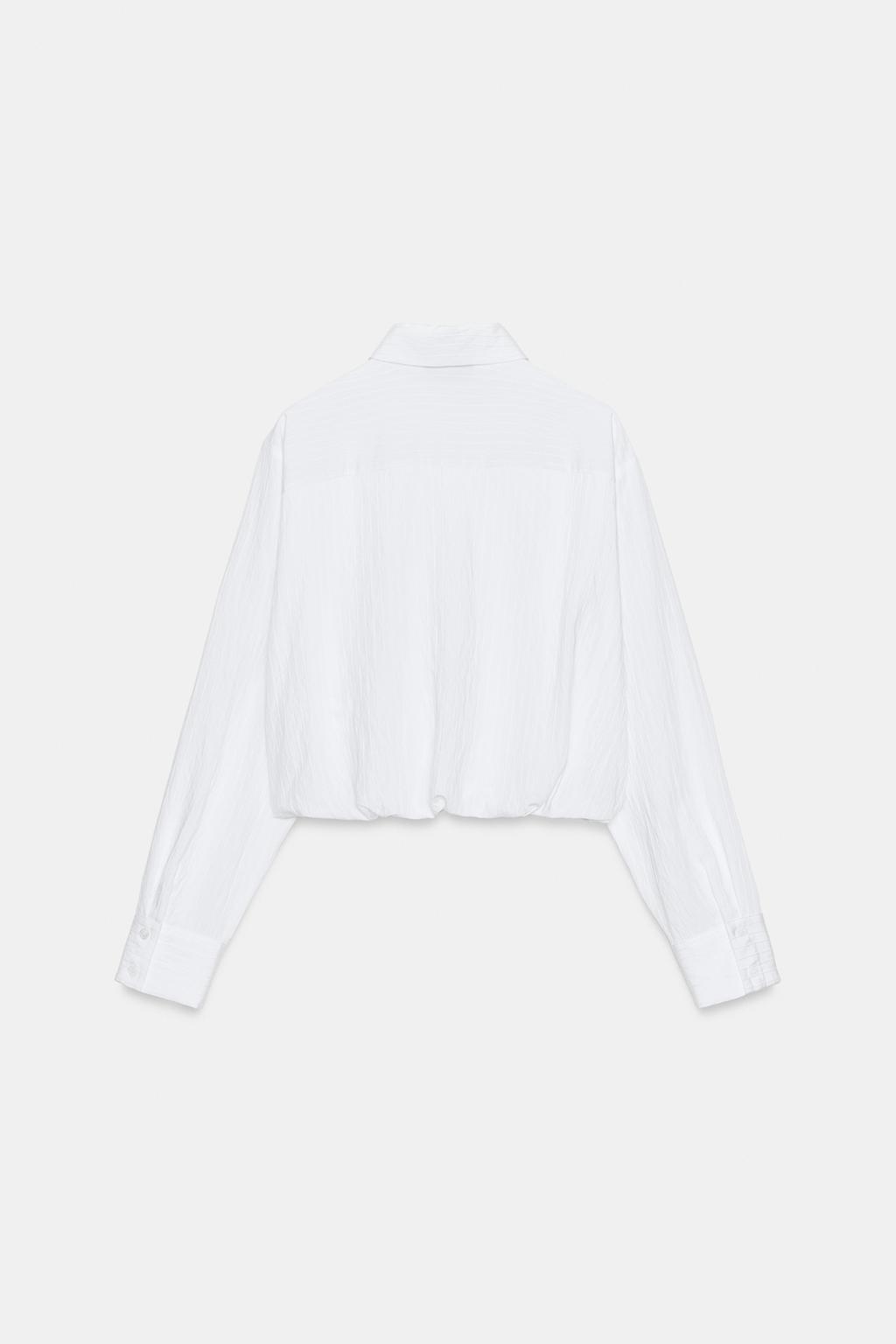 РУБАШКА ИЗ ПОПЛИНА В ПОЛОСКУ С РУКАВАМИ-БУФФ