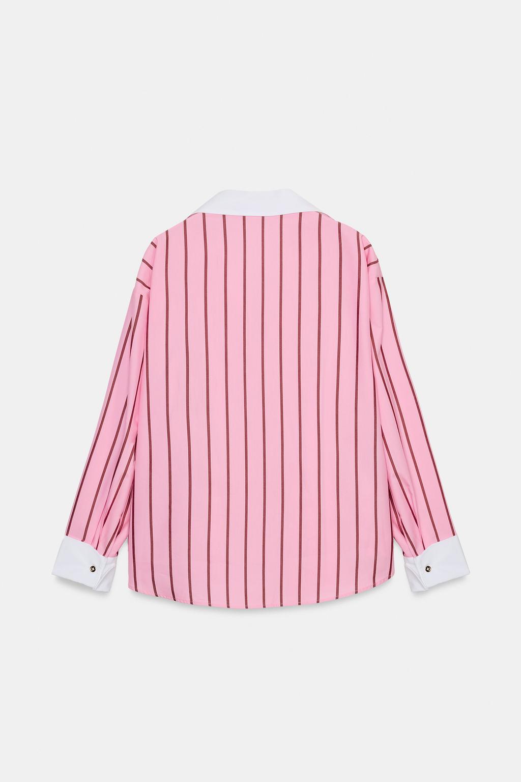 РУБАШКА ОВЕРСАЙЗ В ПОЛОСКУ С КОНТРАСТНЫМИ МАНЖЕТАМИ