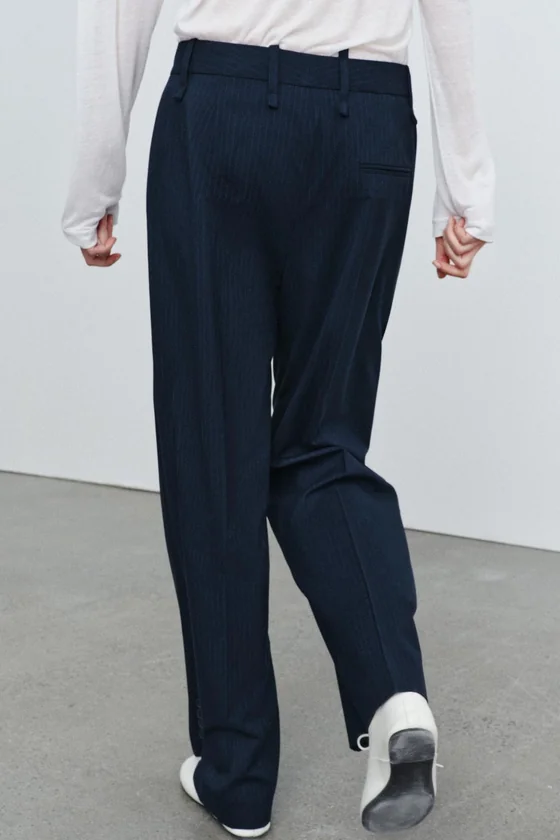 БРЮКИ В ПОЛОСКУ С ПУГОВИЦАМИ — ZW COLLECTION