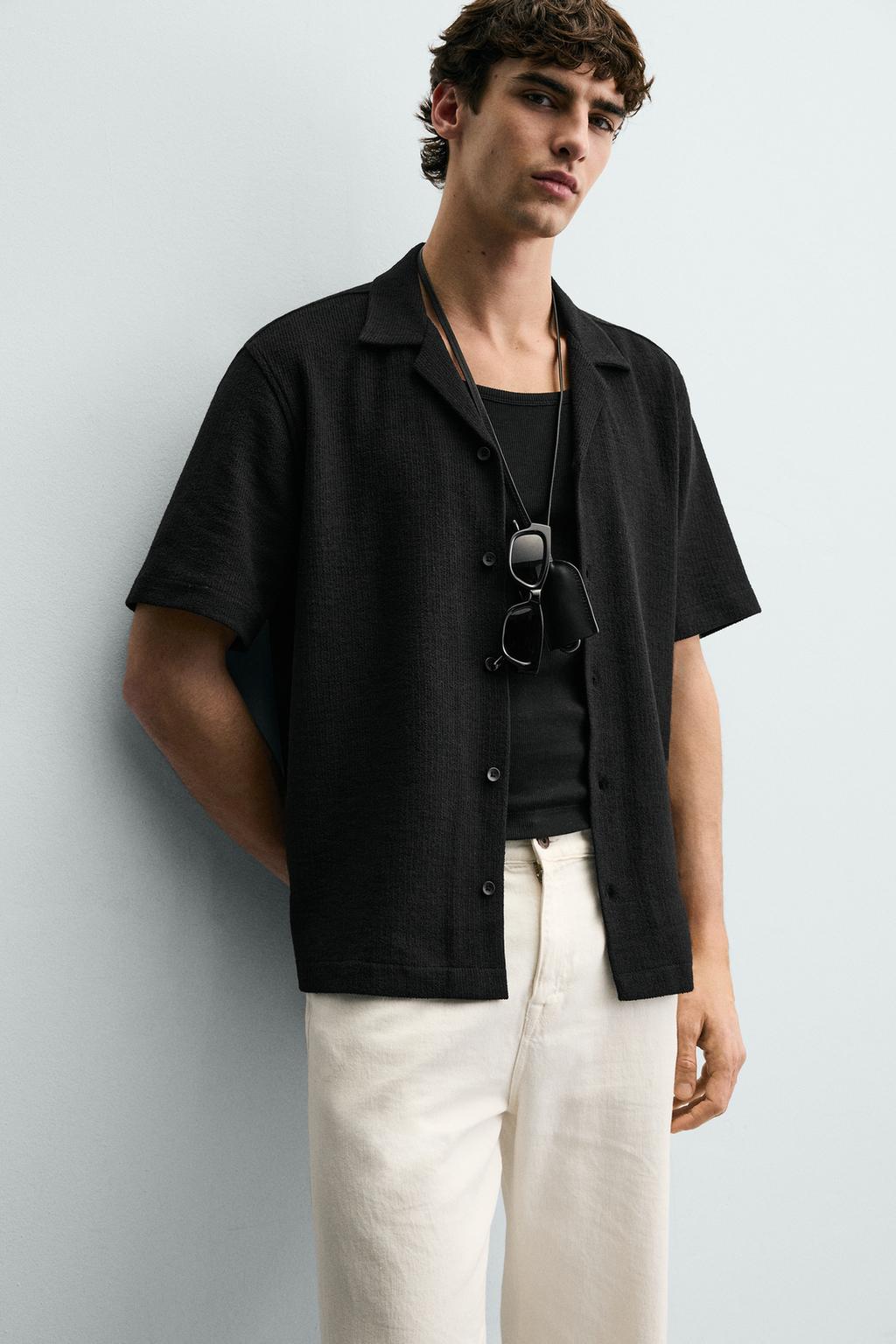 Рубашка с оборками и джаккардовым узором