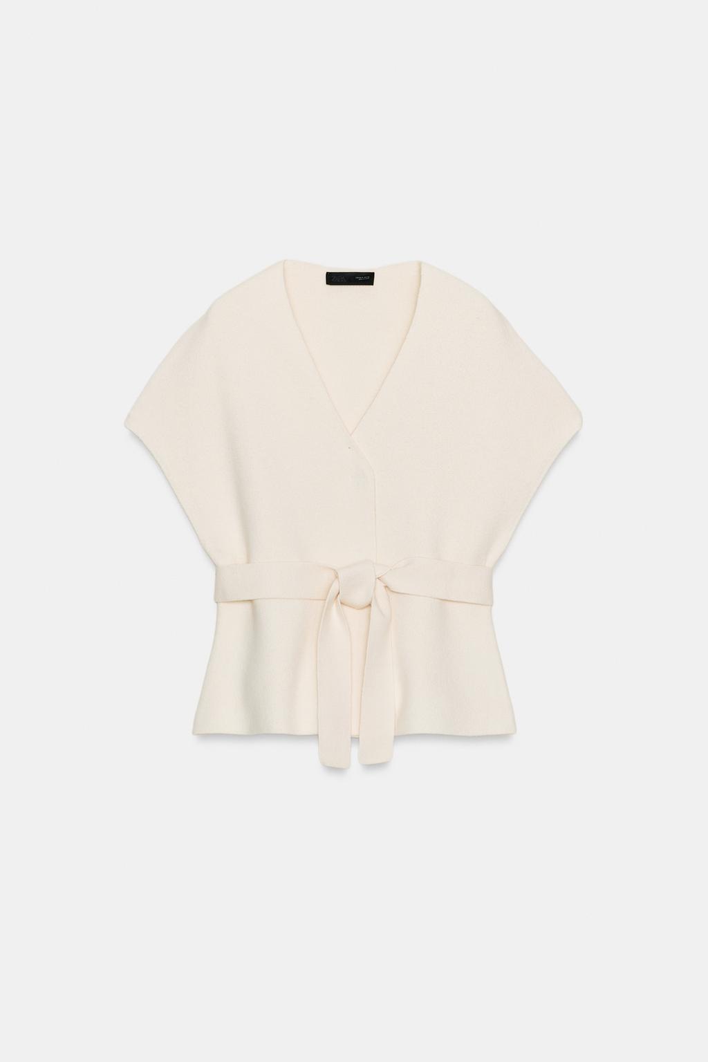 ТРИКОТАЖНЫЙ ЖИЛЕТ С ПОЯСОМ