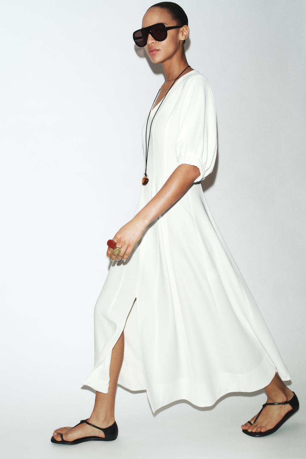 ПЛАТЬЕ МИДИ С ОБЪЕМНЫМИ РУКАВАМИ