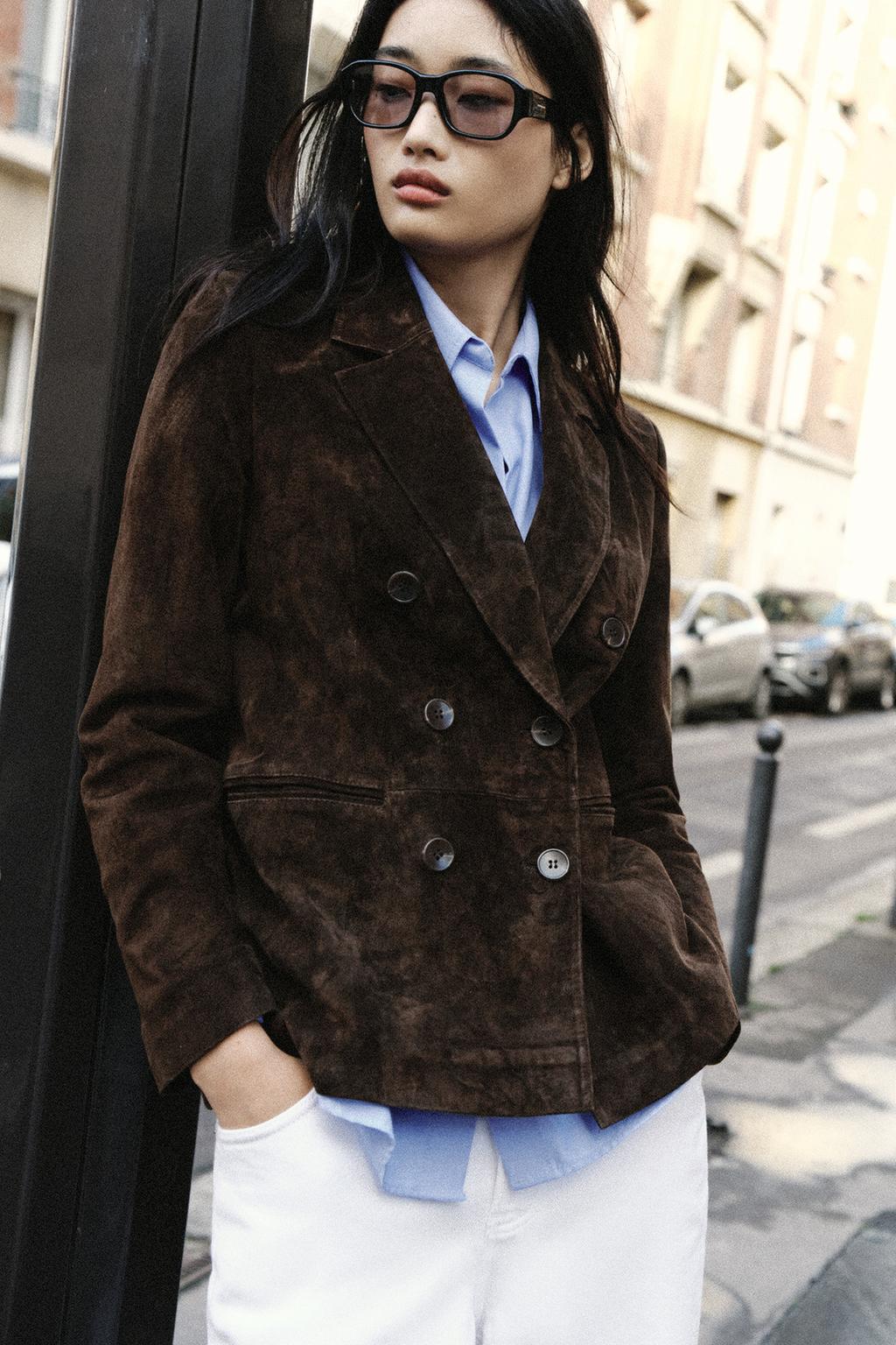 ДВУБОРТНЫЙ БЛЕЙЗЕР ИЗ 100% ЗАМШИ