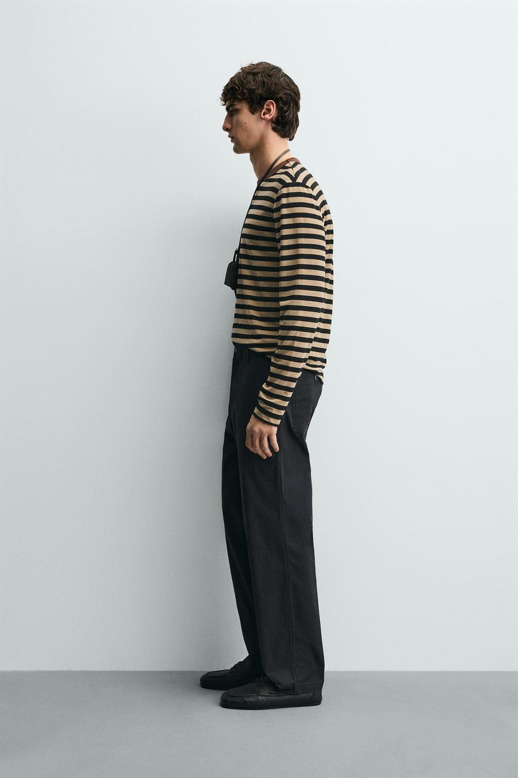 БРЮКИ STRAIGHT FIT С ЭФФЕКТОМ ПОТЕРТОСТИ