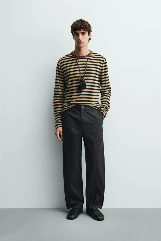 БРЮКИ STRAIGHT FIT С ЭФФЕКТОМ ПОТЕРТОСТИ