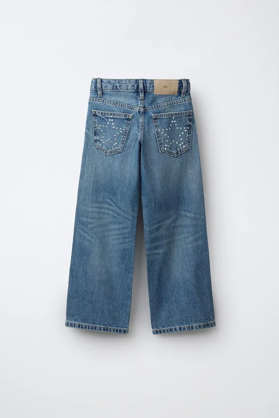 ДЖИНСЫ WIDE LEG СО СТРАЗАМИ «ЗВЕЗДЫ»