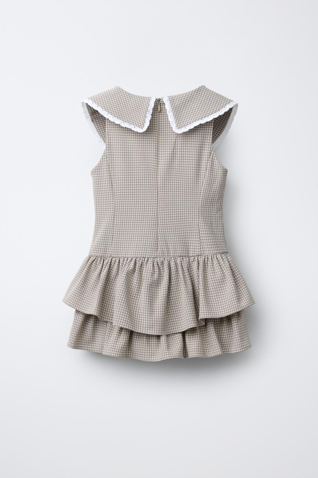 ПЛАТЬЕ В КЛЕТКУ С ВОЛАНАМИ И КРУЖЕВОМ