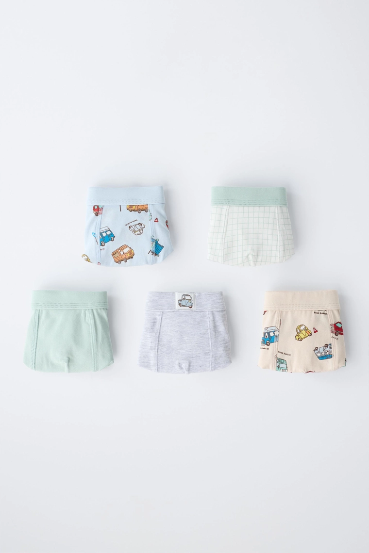 Пятерка трусов с автомобилями для детей 2-6 лет