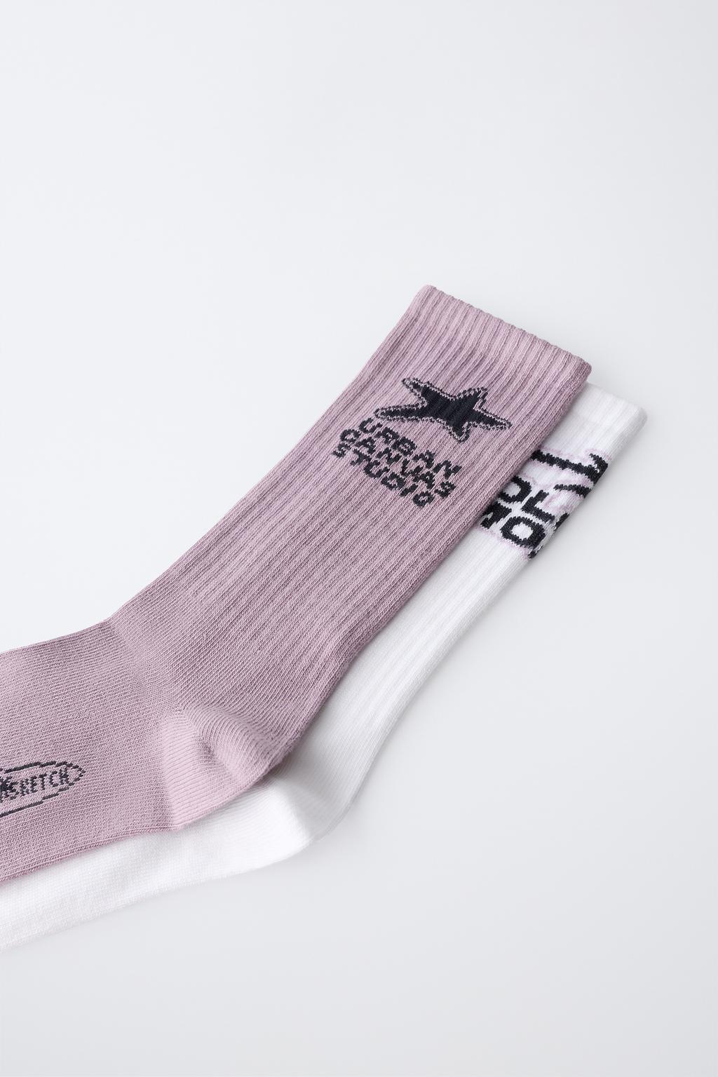 НАБОР ИЗ ДВУХ ПАР ВЫСОКИХ НОСКОВ С ПРИНТОМ